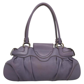 Salvatore Ferragamo Gancini Shoulder Bag Leather Purple Auth 123821 - 0