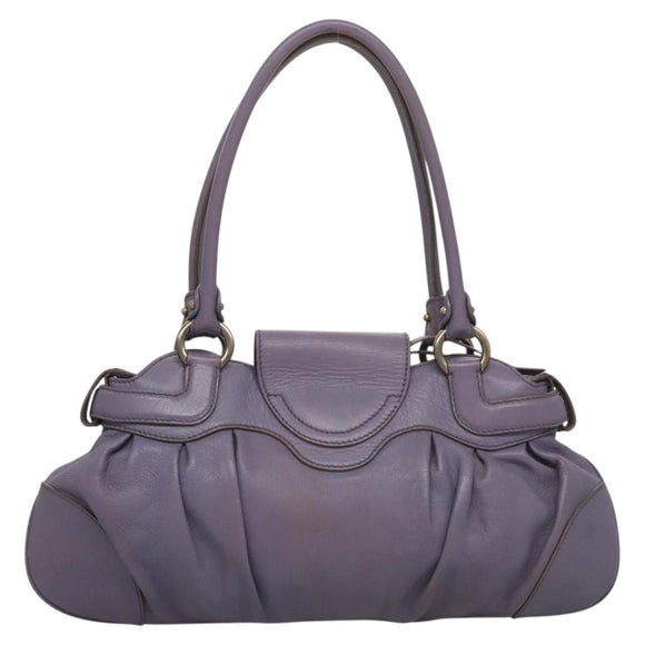 Salvatore Ferragamo Gancini Shoulder Bag Leather Purple Auth 123821