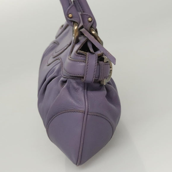 Salvatore Ferragamo Gancini Shoulder Bag Leather Purple Auth 123821