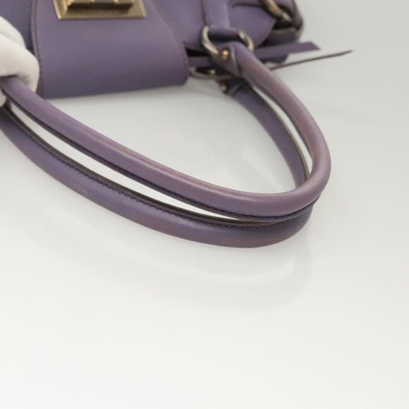Salvatore Ferragamo Gancini Shoulder Bag Leather Purple Auth 123821