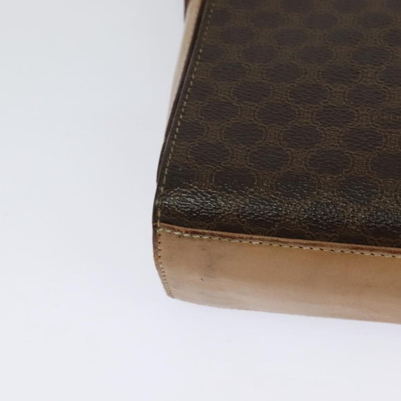 CELINE Macadam Canvas Circle Shoulder Bag PVC Leather Brown Gold Auth 123825