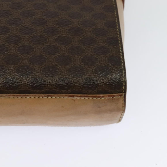 CELINE Macadam Canvas Circle Shoulder Bag PVC Leather Brown Gold Auth 123825