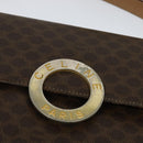 CELINE Macadam Canvas Circle Shoulder Bag PVC Leather Brown Gold Auth 123825-17