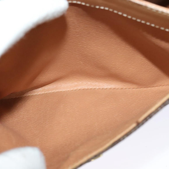 CELINE Macadam Canvas Circle Shoulder Bag PVC Leather Brown Gold Auth 123825