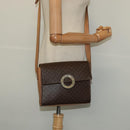 CELINE Macadam Canvas Circle Shoulder Bag PVC Leather Brown Gold Auth 123825-22