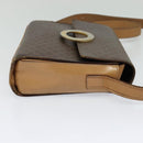 CELINE Macadam Canvas Circle Shoulder Bag PVC Leather Brown Gold Auth 123825-4