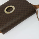 CELINE Macadam Canvas Circle Shoulder Bag PVC Leather Brown Gold Auth 123825-6