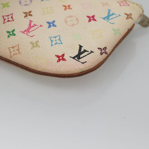 LOUIS VUITTON Monogram Multicolor Pochette MM Pouch White M60028 LV Auth 123829