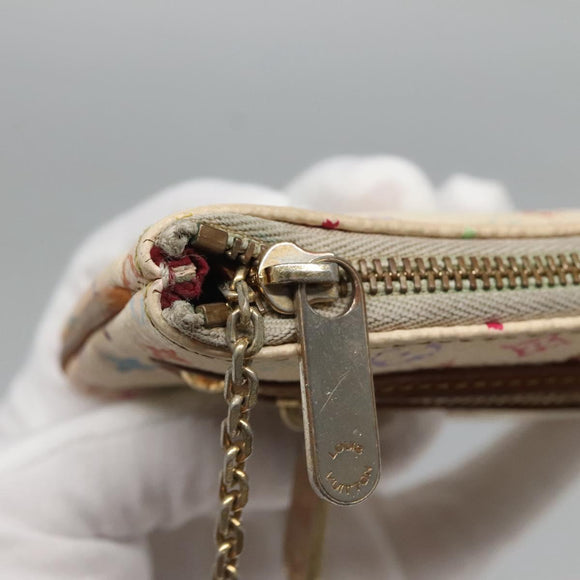 LOUIS VUITTON Monogram Multicolor Pochette MM Pouch White M60028 LV Auth 123829