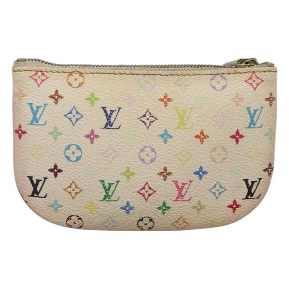 LOUIS VUITTON Monogram Multicolor Pochette MM Pouch White M60028 LV Auth 123829