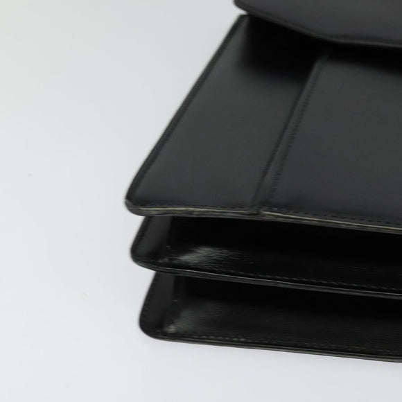 BALLY Hand Bag Leather 2way Black Gold Auth 123830