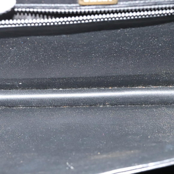 BALLY Hand Bag Leather 2way Black Gold Auth 123830