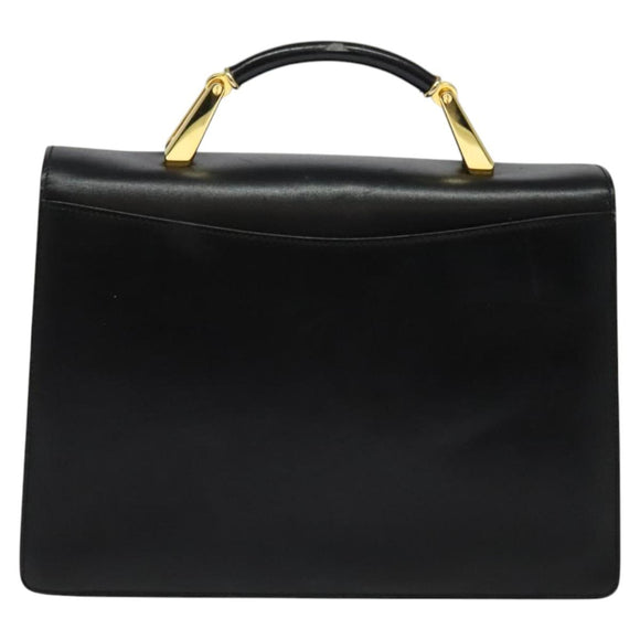 BALLY Hand Bag Leather 2way Black Gold Auth 123830