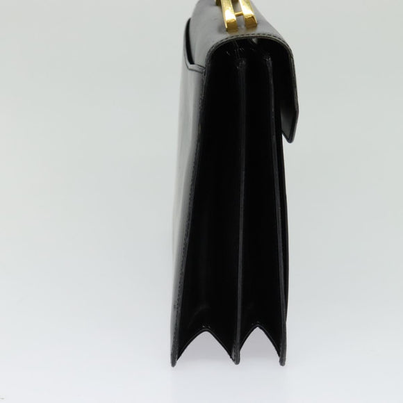 BALLY Hand Bag Leather 2way Black Gold Auth 123830