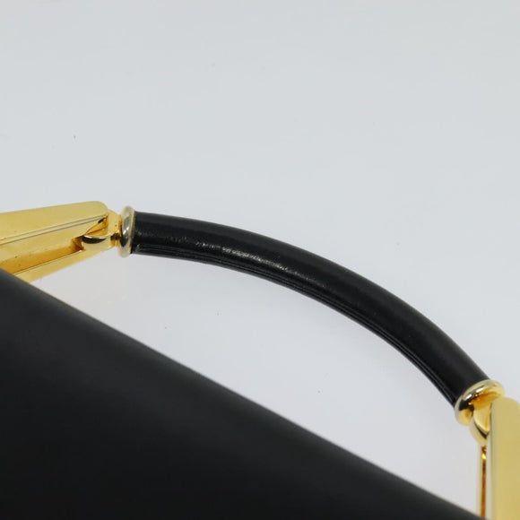 BALLY Hand Bag Leather 2way Black Gold Auth 123830