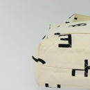 CHANEL Hand Bag Canvas White Black CC Auth 123833-9