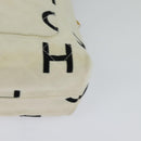 CHANEL Hand Bag Canvas White Black CC Auth 123833-16