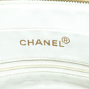 CHANEL Hand Bag Canvas White Black CC Auth 123833-17