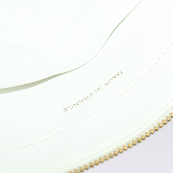 CHANEL Hand Bag Canvas White Black CC Auth 123833