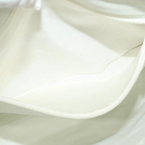 CHANEL Hand Bag Canvas White Black CC Auth 123833