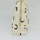 CHANEL Hand Bag Canvas White Black CC Auth 123833-3