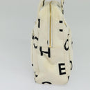 CHANEL Hand Bag Canvas White Black CC Auth 123833-4