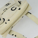 CHANEL Hand Bag Canvas White Black CC Auth 123833-6