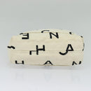 CHANEL Hand Bag Canvas White Black CC Auth 123833-5