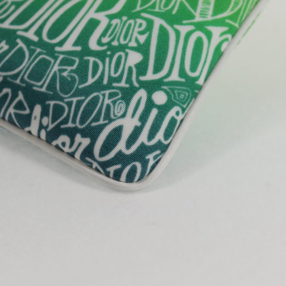 Christian Dior STUSSY Collaboration Pouch Nylon Yellow Green Auth 123837AM