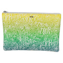 Christian Dior STUSSY Collaboration Pouch Nylon Yellow Green Auth 123837M-13