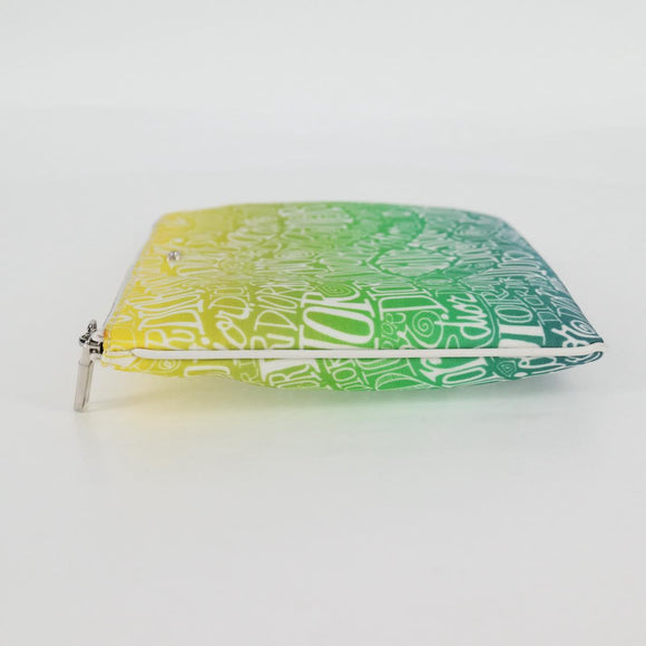 Christian Dior STUSSY Collaboration Pouch Nylon Yellow Green Auth 123837M