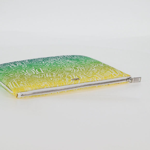 Christian Dior STUSSY Collaboration Pouch Nylon Yellow Green Auth 123837M