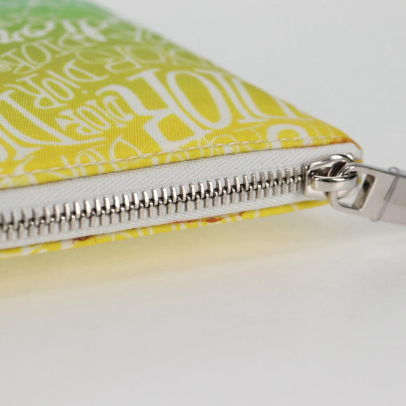 Christian Dior STUSSY Collaboration Pouch Nylon Yellow Green Auth 123837AM