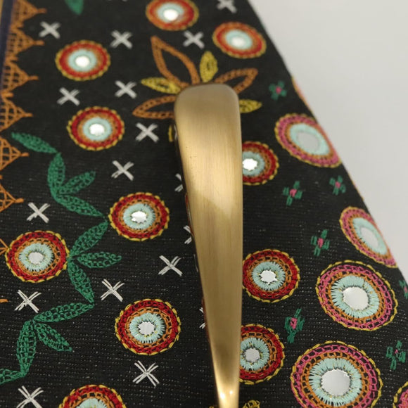 Christian Dior Montaigne Shoulder Bag Denim Black Gold Auth 123839SV