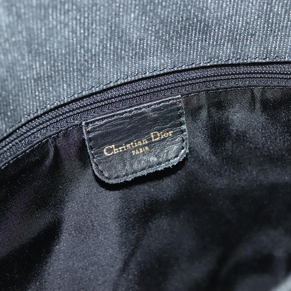 Christian Dior Montaigne Shoulder Bag Denim Black Gold Auth 123839SV