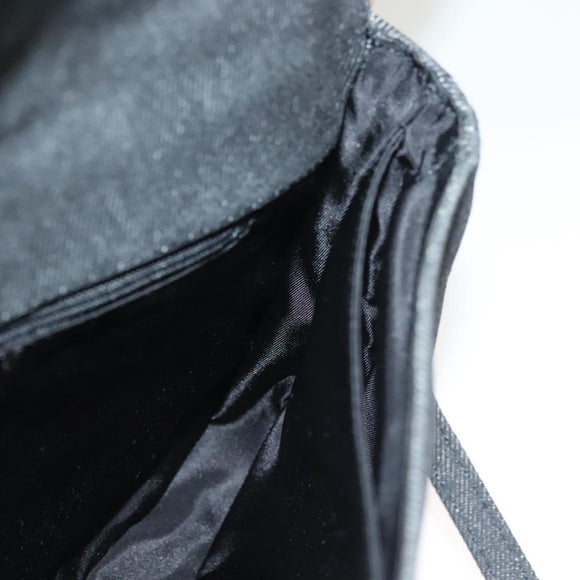 Christian Dior Montaigne Shoulder Bag Denim Black Gold Auth 123839SV