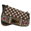 Christian Dior Montaigne Shoulder Bag Denim Black Gold Auth 123839SV-2