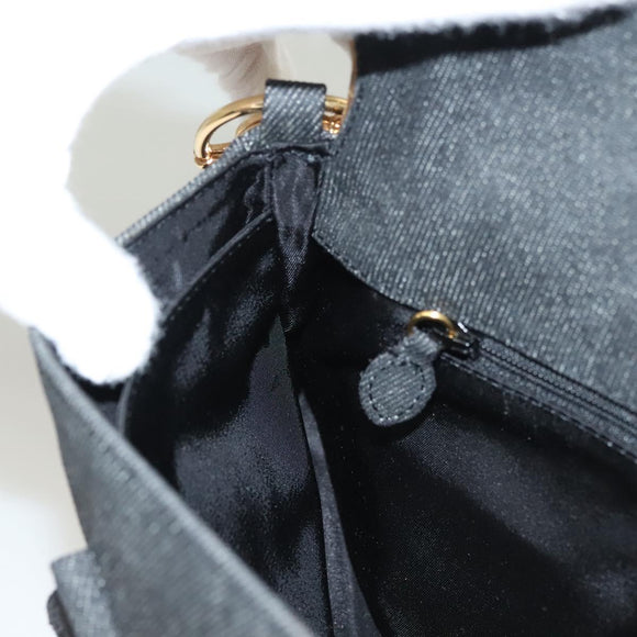 Christian Dior Montaigne Shoulder Bag Denim Black Gold Auth 123839SV