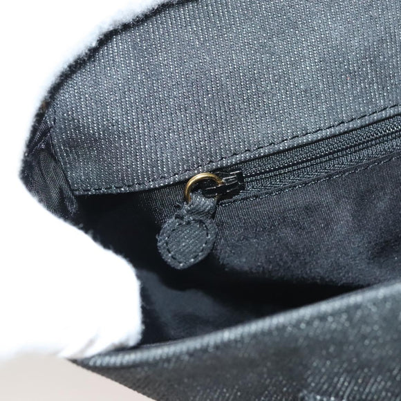 Christian Dior Montaigne Shoulder Bag Denim Black Gold Auth 123839SV