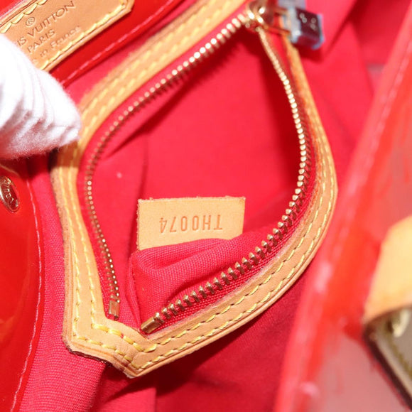 LOUIS VUITTON Monogram Vernis Reade PM Hand Bag Red Rouge M91088 LV Auth 123840