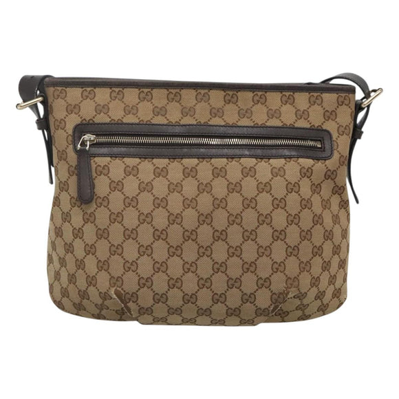 GUCCI GG Canvas Shoulder Bag Outlet Beige Gold 388930 Auth 123848