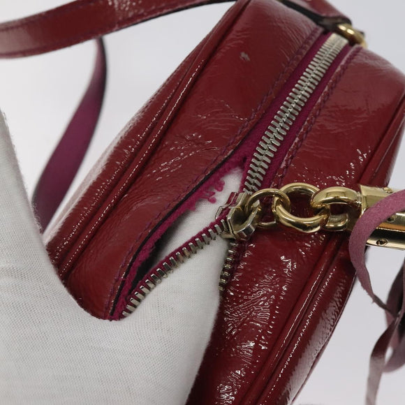 GUCCI Soho Interlocking Shoulder Bag Enamel Red Gold 308364 Auth 123849