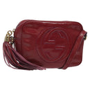 GUCCI Soho Interlocking Shoulder Bag Enamel Red Gold 308364 Auth 123849-1
