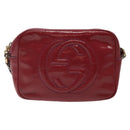 GUCCI Soho Interlocking Shoulder Bag Enamel Red Gold 308364 Auth 123849-13