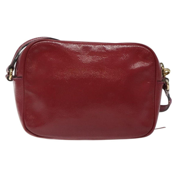 GUCCI Soho Interlocking Shoulder Bag Enamel Red Gold 308364 Auth 123849