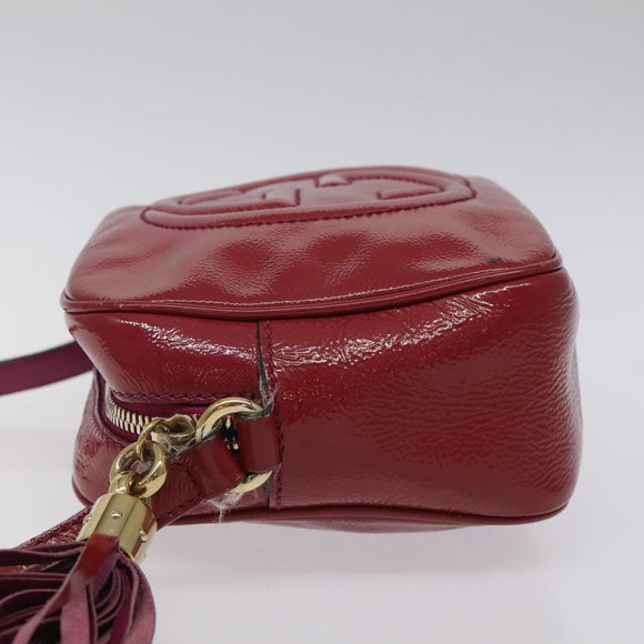 GUCCI Soho Interlocking Shoulder Bag Enamel Red Gold 308364 Auth 123849