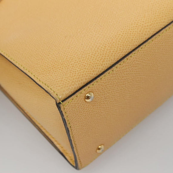 CELINE Hand Bag Leather Yellow Gold Auth 123851