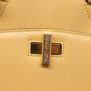 CELINE Hand Bag Leather Yellow Gold Auth 123851-17
