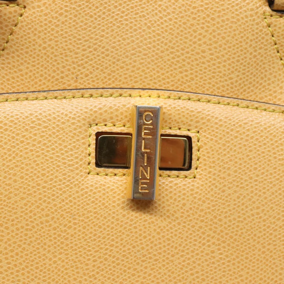 CELINE Hand Bag Leather Yellow Gold Auth 123851