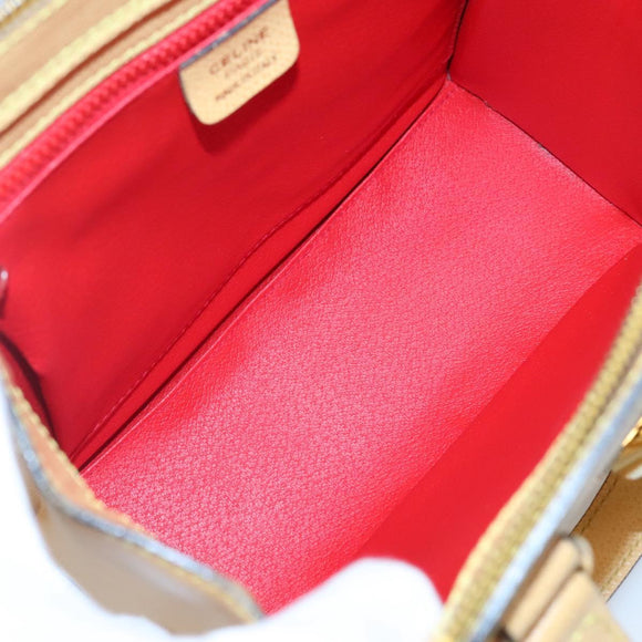 CELINE Hand Bag Leather Yellow Gold Auth 123851
